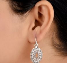 Oval 92.5 Sterling Silver Earrings Traditional Filigree Design
