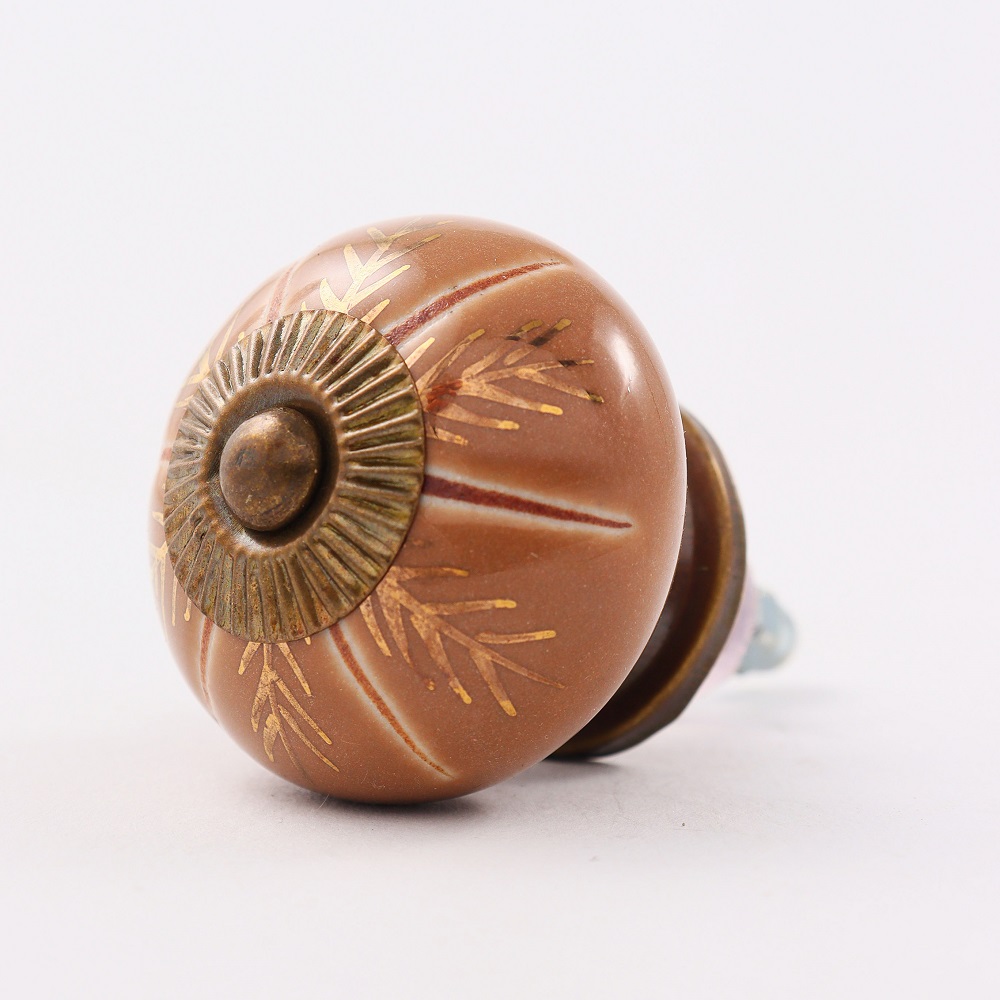 Golden Leaf Ceramic Floral Drawer Knob Online