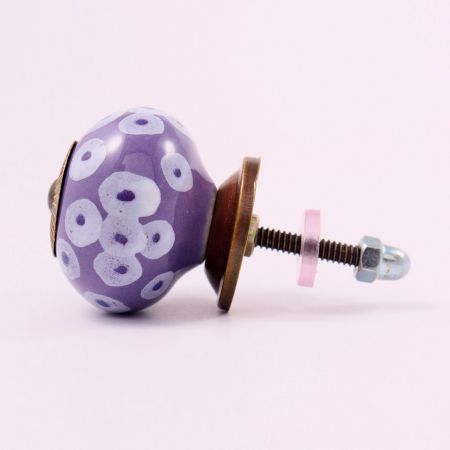 Light Purple Ceramic Floral Cabinet Knob