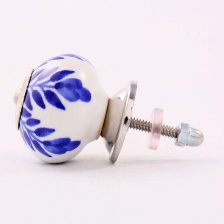 Navy Blue Leaf Ceramic Knob