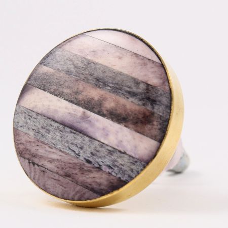 Round Grey Metal and Bone Knob