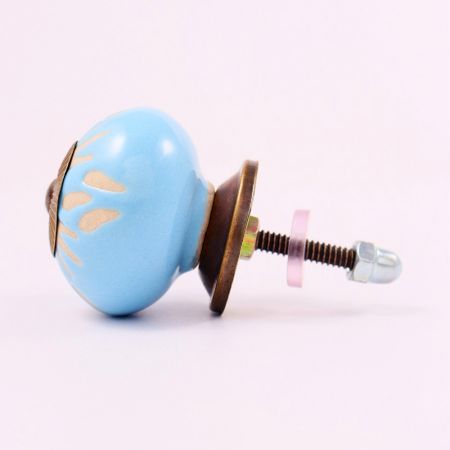 Turquoise Etched Ceramic Knob 39