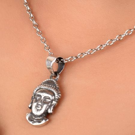 92.5 Sterling Silver Gautam Buddha Face Pendant For Men And Women