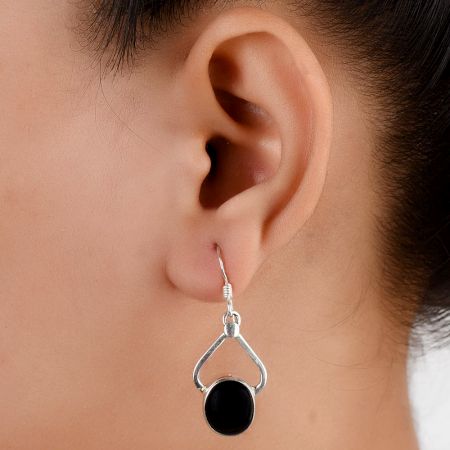 92.5 Sterling Silver Earrings Round Framed Drop Earrings For Women