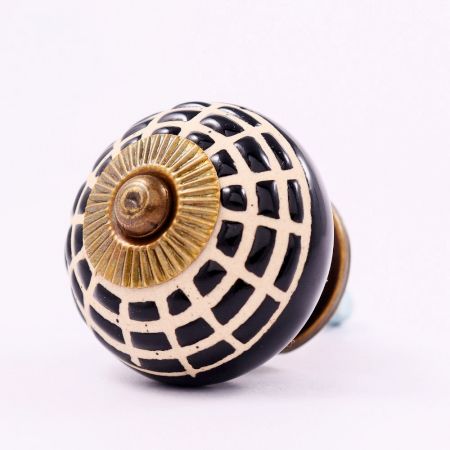 Black Spider Net Etched Ceramic Cabinet Knobs
