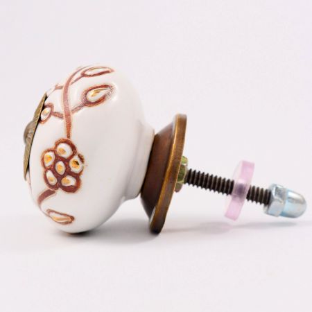 Modern Brown Golden Floral Cabinet Knob