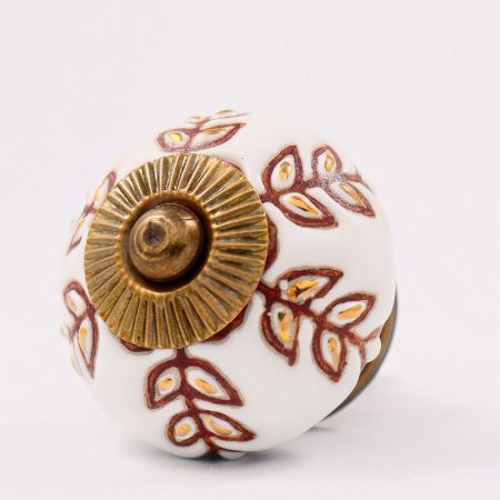 Brown Golden Decorative Leaf Drawer Knob