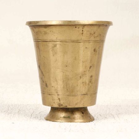 Vintage Brass Holy Panchpatra Water Pot for Hindu Rituals