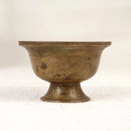 Vintage Brass Kumkum Tilak Cup in South Indian Art for Rituals