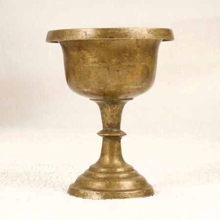Vintage Finest Brass Holy Cup with Stand in Brown Finish