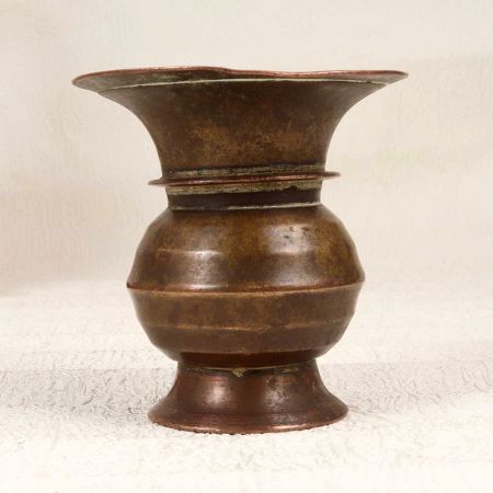 South Indian Brown Flower Pot Made of Brass for Decoration