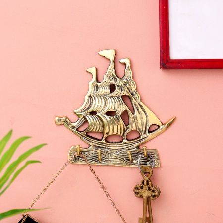 Golden Brass Ship Wall Hook