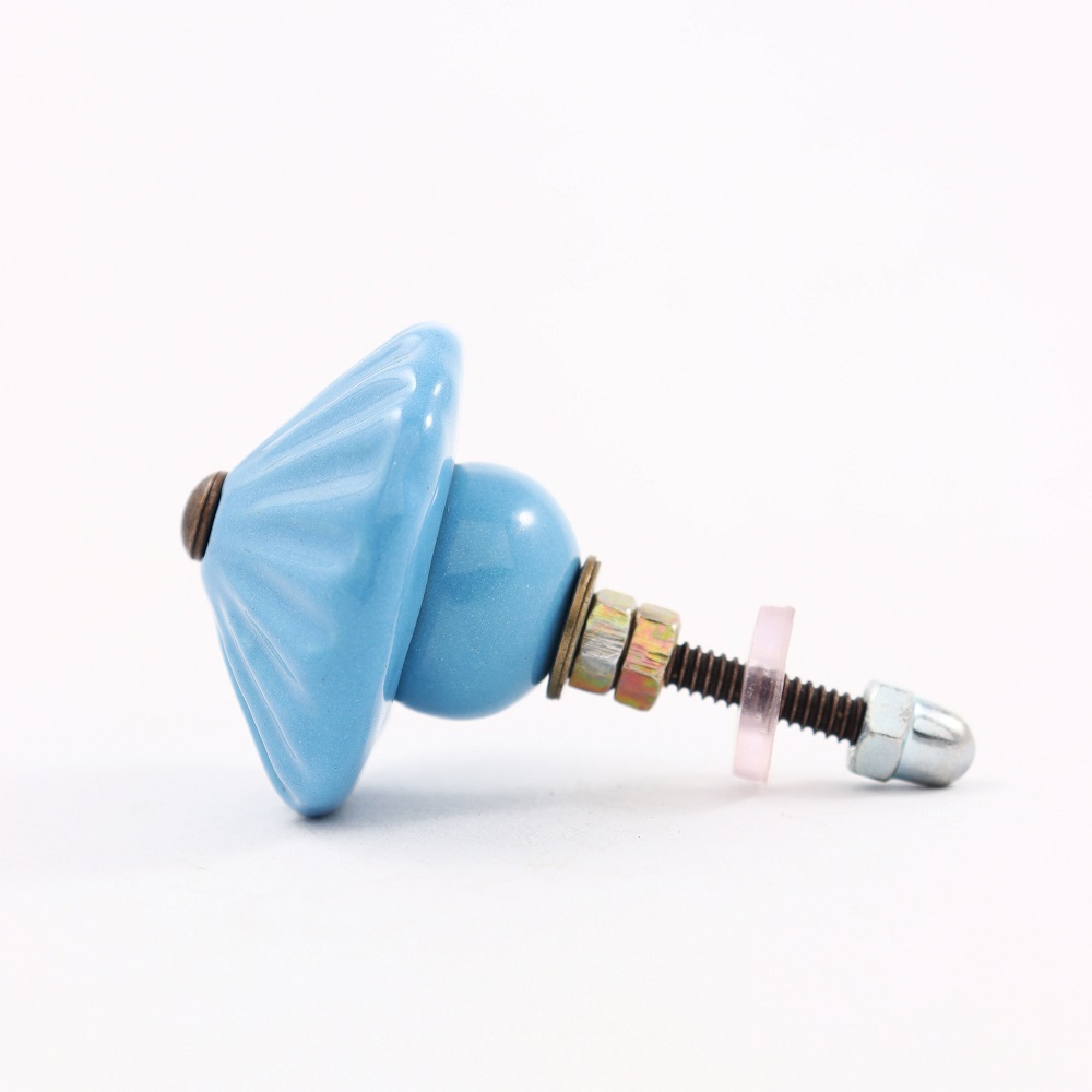 Solid Turquoise Ceramic Cabinet Knob