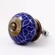 Navy Blue Leaf Floral Ceramic Knob