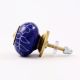 Navy Blue Leaf Floral Ceramic Knob