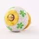 Pea  Green Floral Crackle Ceramic Dresser Knob