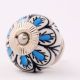 Handpainted Turquoise Floral Ceramic Knob