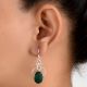 92.5 Sterling Silver Earrings Green Malachite Hanging Earrings