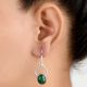 92.5 Sterling Silver Earrings Single Green Malachite Everyday Wear Earrings