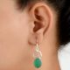 92.5 Sterling Silver Earings Chryoprase Single Drop Earrings