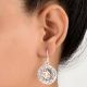 92.5 Sterling Silver Round Filigree Aum Om Centre Drop Earrings