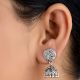 92.5 Sterling Silver Earrings Intricate Carved Peacock Stud Jhumkis