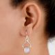 92.5 Sterling Silver Earrings Cabochon Moonstone Hanging Earrings