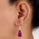 92.5 Sterling Silver Earrings Big Oval Pink Tourmaline Everyday Wear Drop Earrings