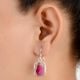 92.5 Sterling silver Earrings Oval Pink Tourmaline Set in Delicate Silver Frame Designer Earrings