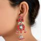 92.5 Stling Silver Earrings Dangler Jhumkis With Red Coral Stones