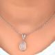 92.5 Sterling Silver Pendant Rose Quartz Pear Shaped  Pendant
