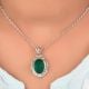 92.5 Sterling Silver Traditional Design Green Onyx Semi Precious Stone Pendant