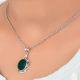 92.5 Sterling Silver Pendant Green Onyx with Engraved Border