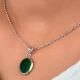92.5 Sterling Silver Green Onyx Pendant Oval Shape Traditional Bezel Setting