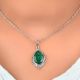 92.5 Sterling Silver Pendant With Oval Shape Green Malachite Cut Stone Pendant