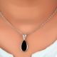 92.5 Sterling Silver Black Onyx  Pendant In Long Oval Shape