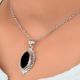 92.5 Sterling Silver Pendant Big Oval Black Onyx Decorative Pendant