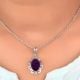 92.5 Sterling Silver Pendant Big Oval Shaped Amethyst Pendant