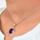 92.5 Sterling Silver Pendant Big Oval Shaped Amethyst Pendant