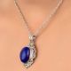 92.5 Sterling Silver Pendant Oval Shaped Blue Tourmaline Gemstone Pendant