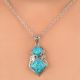 92.5 Sterling Silver Pendant Round And Square Tiered Blue Turquoise Stone