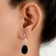 Black Onyx 92.5 Sterling Silver Earrings Cabochon Oval  Earrings