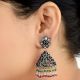 Multicolored Triangular Sterling Silver Earrings Stone Studded jhumki