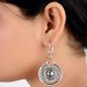 Round 92.5 Sterling Silver Earrings Engraved Party wear Earrings For women