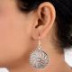 Sun Shape 92.5 Sterling Silver earrings Engraved Traditional Design Dangle Earrings