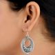Tribal Oval 92.5 Sterling Silver Earrings Cut Design