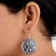 92.5 Sterling Silver Earrings Round Floral Design Filigree Work