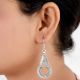 92.5Sterling Silver earrings Elongated Embossed Dotted Design Drop Danglers