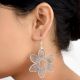 Handcrafted 92.5 Sterling Silver Dangler Earrings Filigree Floral Danglers