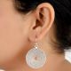 Round 92.5 Sterling silver Disc Earrings  Ornate Design Danglers